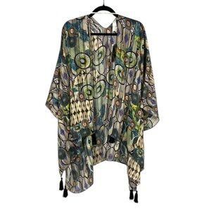 Simply Noelle Vibrant Pattern Kimono with Tassels